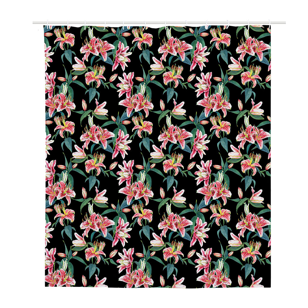 Watercolor Tropical Lily Pattern Print Polyester Shower Curtain