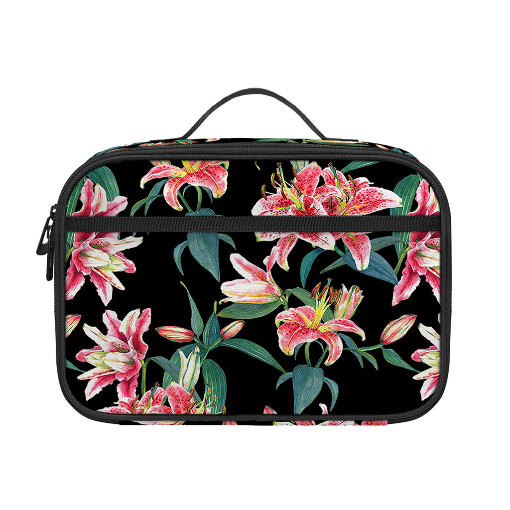 Watercolor Tropical Lily Pattern Print Portable Lunch Bag