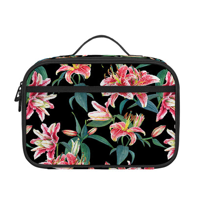 Watercolor Tropical Lily Pattern Print Portable Lunch Bag