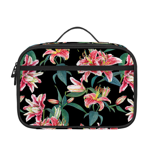 Watercolor Tropical Lily Pattern Print Portable Lunch Bag