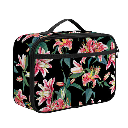 Watercolor Tropical Lily Pattern Print Portable Lunch Bag