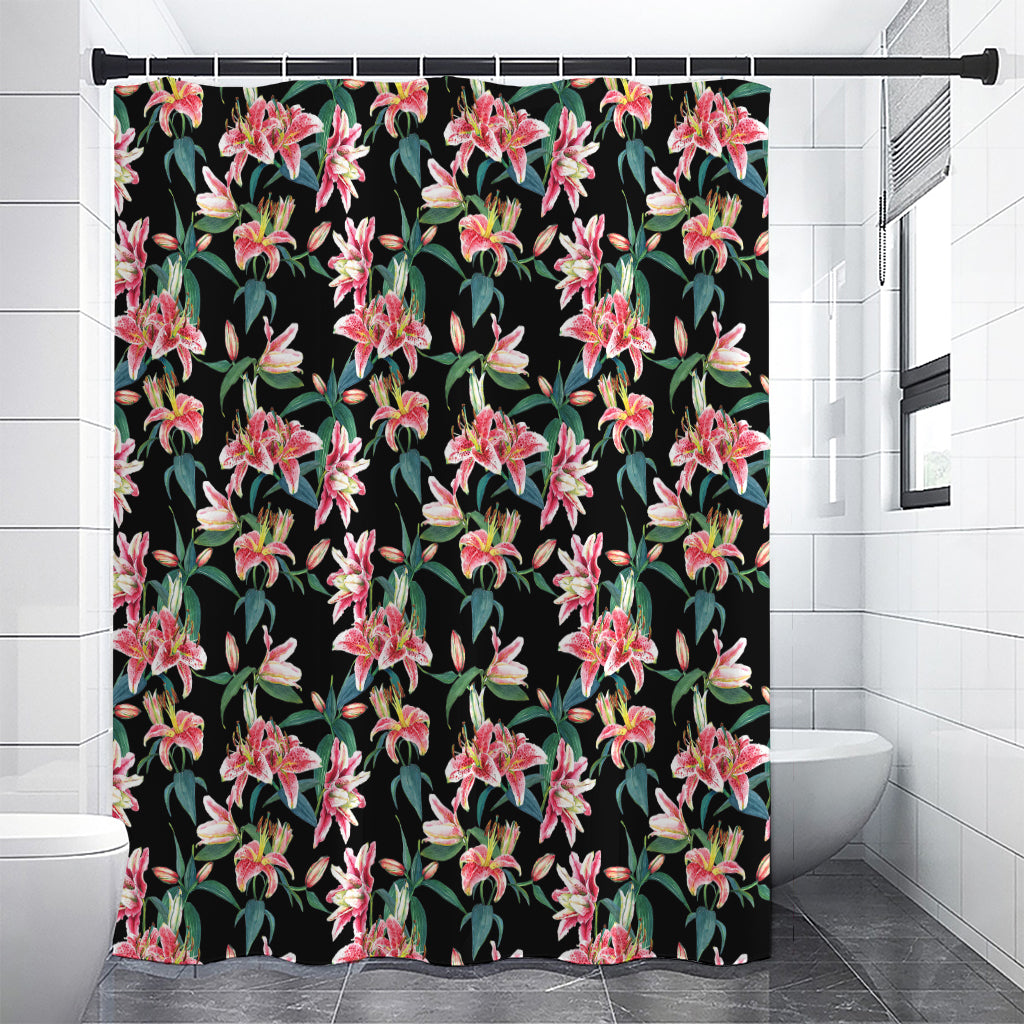 Watercolor Tropical Lily Pattern Print Premium Shower Curtain