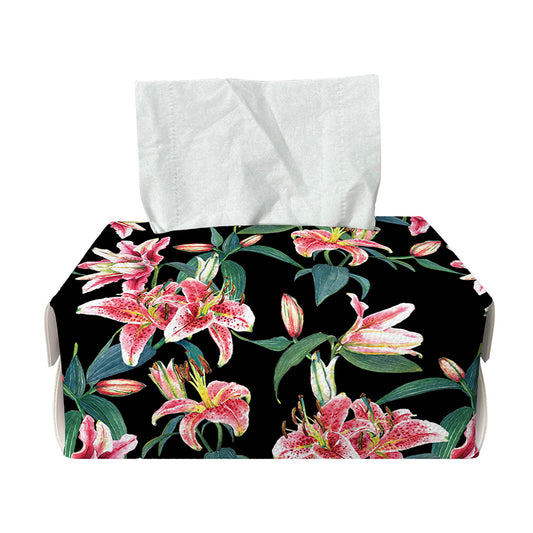 Watercolor Tropical Lily Pattern Print Rectangle Tissue Box Cover