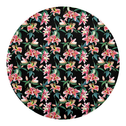 Watercolor Tropical Lily Pattern Print Round Blanket