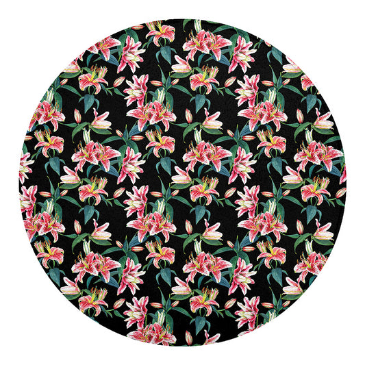 Watercolor Tropical Lily Pattern Print Round Blanket