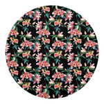 Watercolor Tropical Lily Pattern Print Round Blanket
