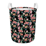 Watercolor Tropical Lily Pattern Print Round Laundry Basket