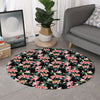 Watercolor Tropical Lily Pattern Print Round Rug