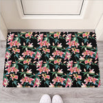 Watercolor Tropical Lily Pattern Print Rubber Doormat
