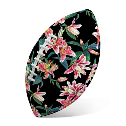 Watercolor Tropical Lily Pattern Print Rugby Ball