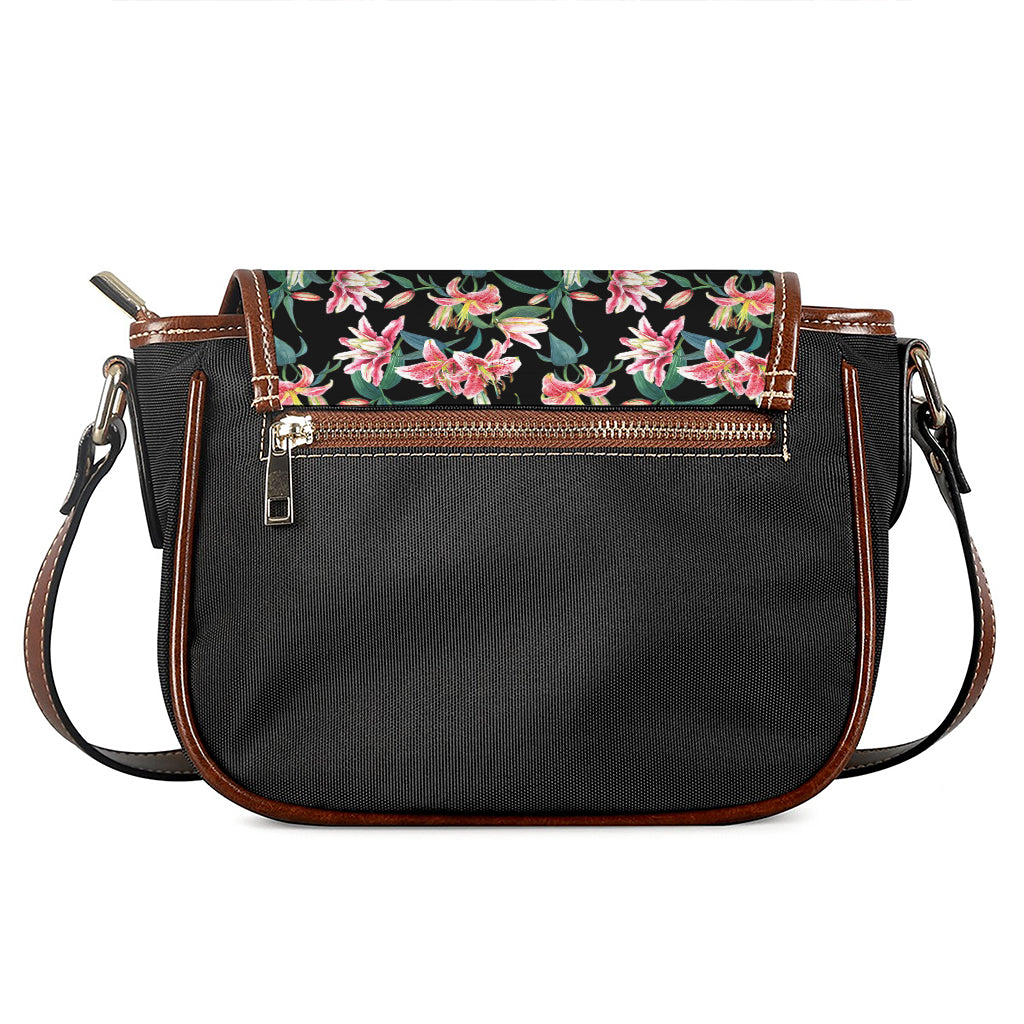 Watercolor Tropical Lily Pattern Print Saddle Bag