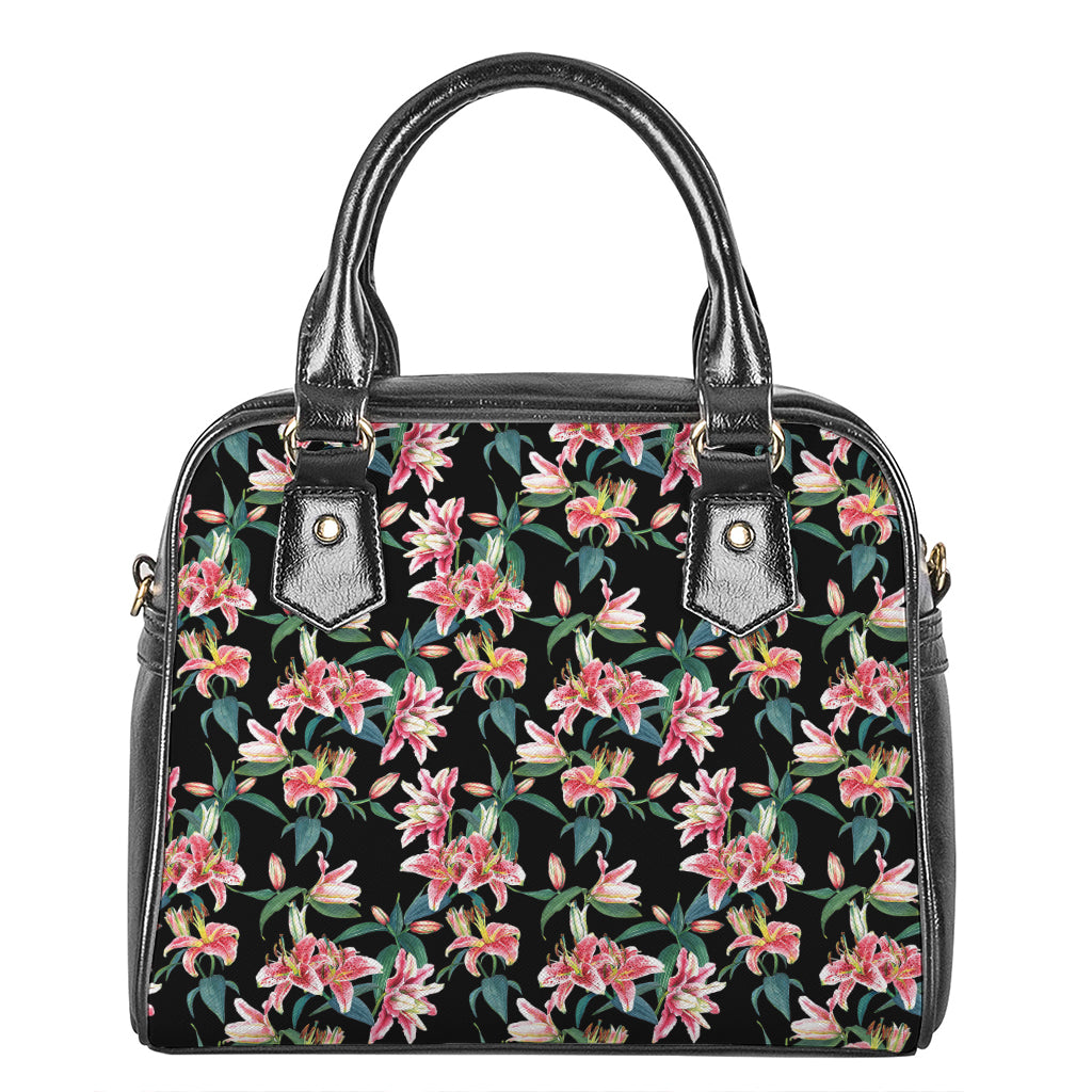 Watercolor Tropical Lily Pattern Print Shoulder Handbag