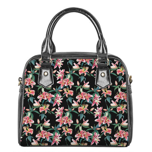 Watercolor Tropical Lily Pattern Print Shoulder Handbag