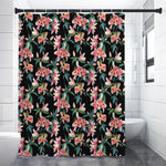 Watercolor Tropical Lily Pattern Print Shower Curtain