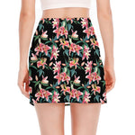 Watercolor Tropical Lily Pattern Print Side Slit Mini Skirt