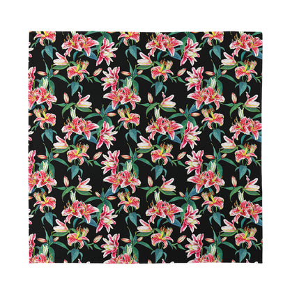 Watercolor Tropical Lily Pattern Print Silk Bandana