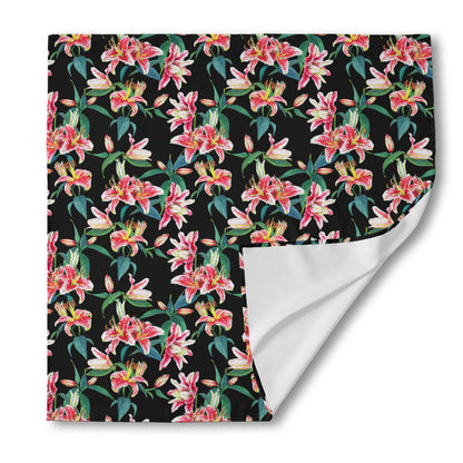 Watercolor Tropical Lily Pattern Print Silk Bandana