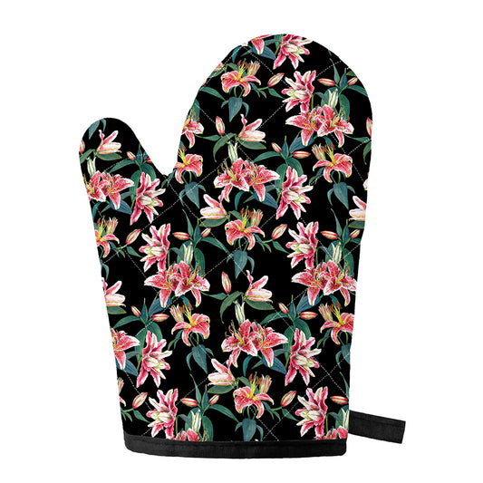 Watercolor Tropical Lily Pattern Print Single Oven Mitt