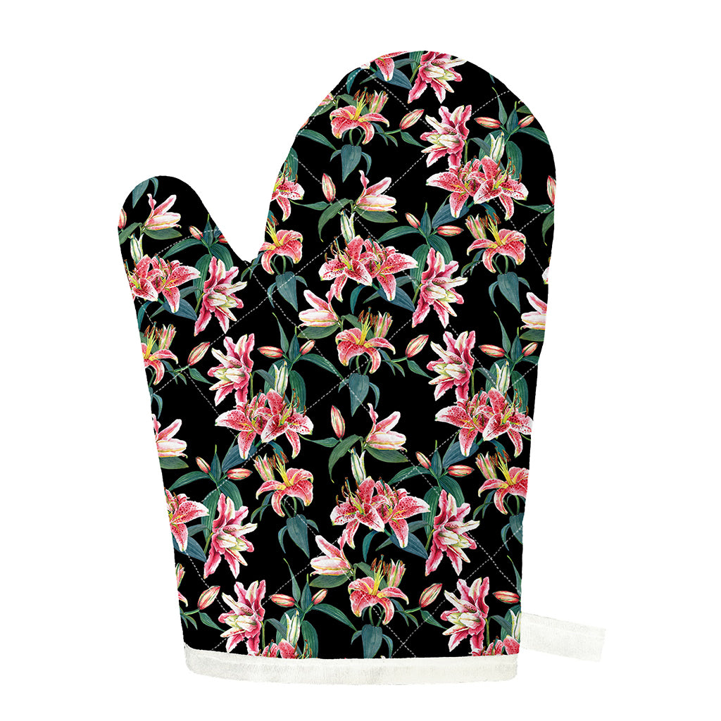 Watercolor Tropical Lily Pattern Print Single Oven Mitt
