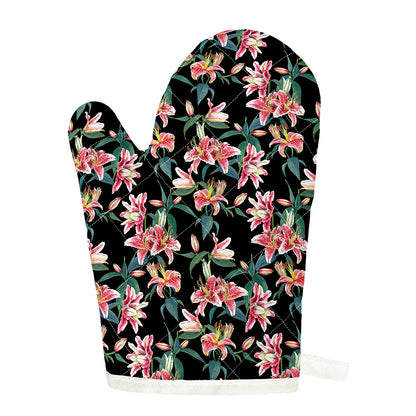 Watercolor Tropical Lily Pattern Print Single Oven Mitt