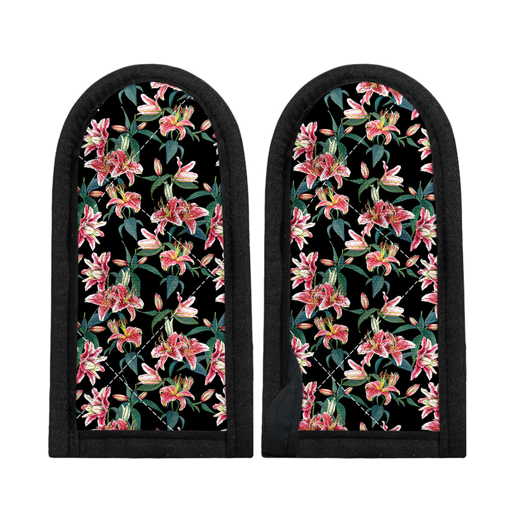 Watercolor Tropical Lily Pattern Print Skillet Handle Cover