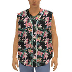 Watercolor Tropical Lily Pattern Print Sleeveless Baseball Jersey