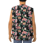 Watercolor Tropical Lily Pattern Print Sleeveless Baseball Jersey