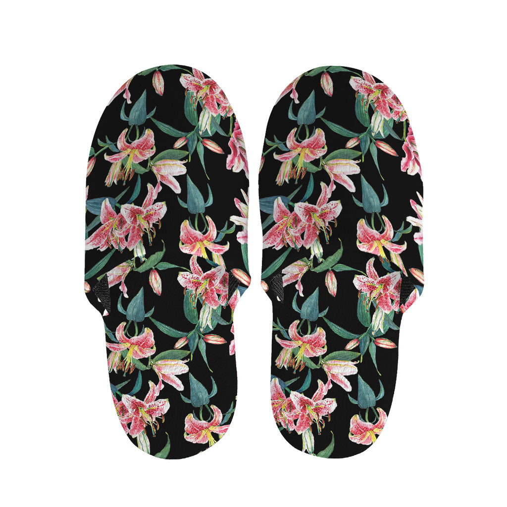 Watercolor Tropical Lily Pattern Print Slippers