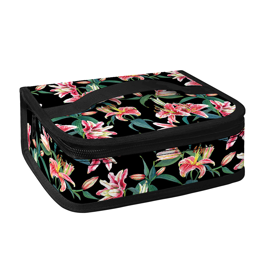 Watercolor Tropical Lily Pattern Print Small Lunch Bag