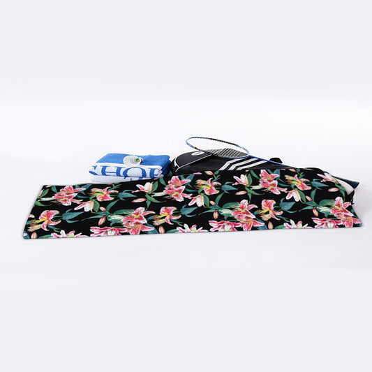 Watercolor Tropical Lily Pattern Print Sports Towel