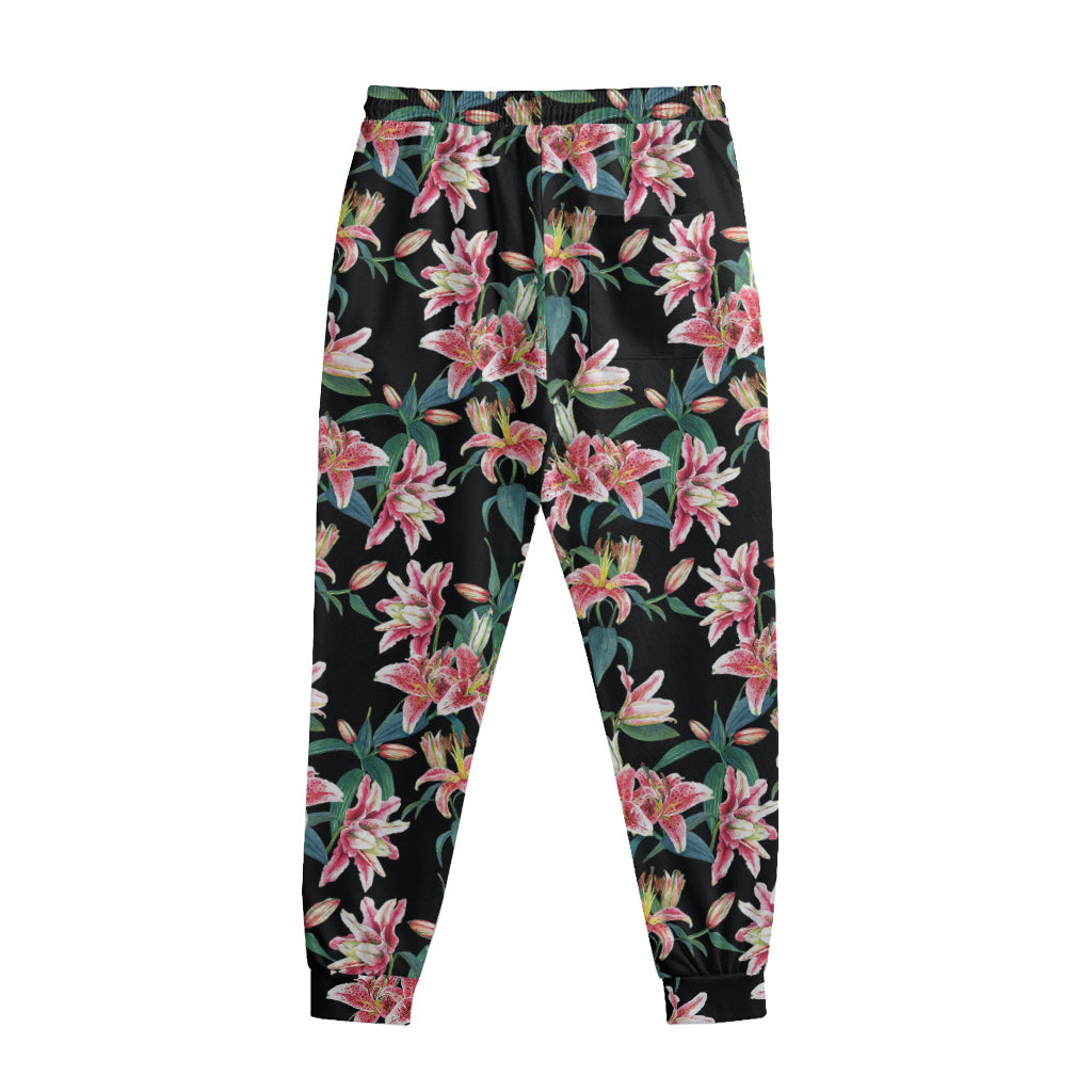 Watercolor Tropical Lily Pattern Print Sweatpants