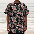 Watercolor Tropical Lily Pattern Print Textured Short Sleeve Shirt
