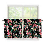 Watercolor Tropical Lily Pattern Print Tier Curtains