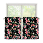 Watercolor Tropical Lily Pattern Print Tier Curtains
