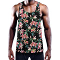 Watercolor Tropical Lily Pattern Print Men's Workout Tank Top