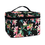 Watercolor Tropical Lily Pattern Print Travel Makeup Bag