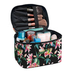 Watercolor Tropical Lily Pattern Print Travel Makeup Bag