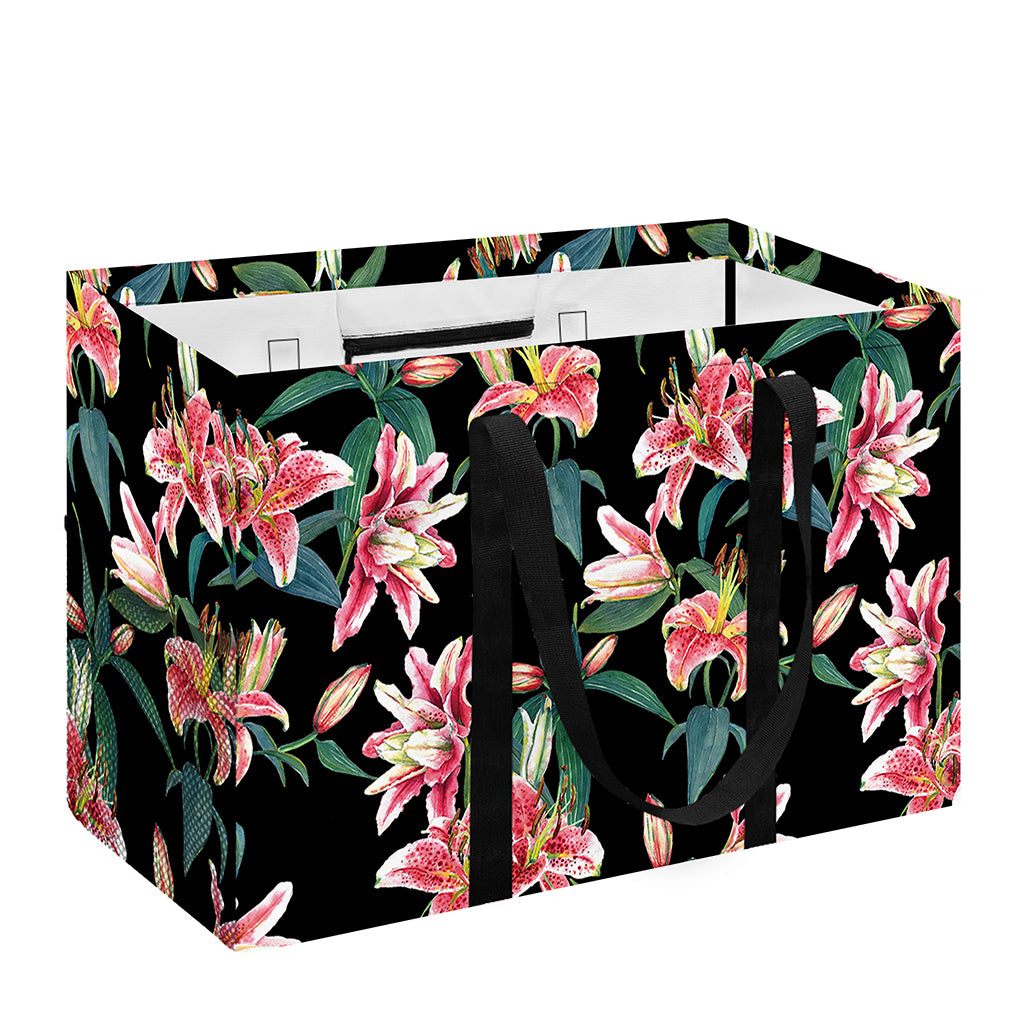 Watercolor Tropical Lily Pattern Print Utility Tote Bag