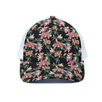 Watercolor Tropical Lily Pattern Print White Mesh Trucker Cap