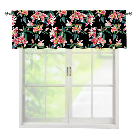 Watercolor Tropical Lily Pattern Print Window Valance