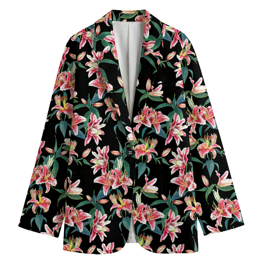 Watercolor Tropical Lily Pattern Print Women's Blazer