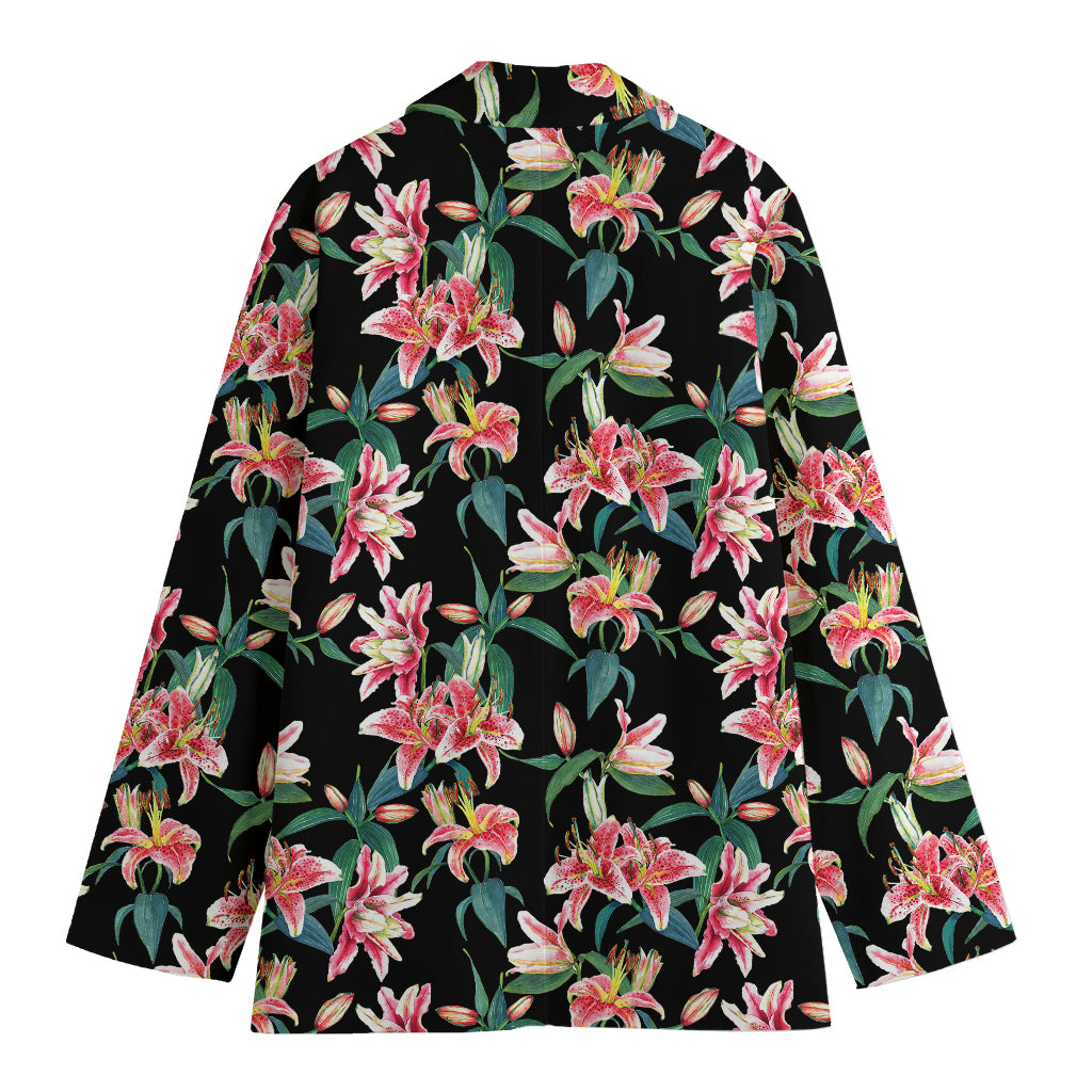 Watercolor Tropical Lily Pattern Print Women's Blazer
