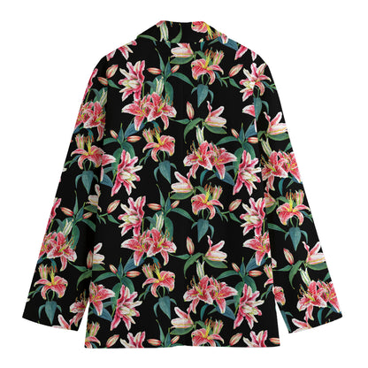 Watercolor Tropical Lily Pattern Print Women's Blazer