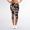 Watercolor Tropical Lily Pattern Print Women's Capri Leggings