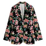 Watercolor Tropical Lily Pattern Print Women's Cotton Blazer
