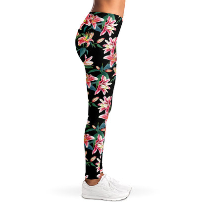 Watercolor Tropical Lily Pattern Print Women's Leggings
