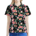 Watercolor Tropical Lily Pattern Print Women's Polo Shirt