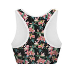 Watercolor Tropical Lily Pattern Print Women's Sports Bra