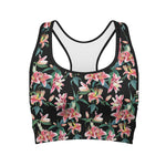 Watercolor Tropical Lily Pattern Print Women's Sports Bra