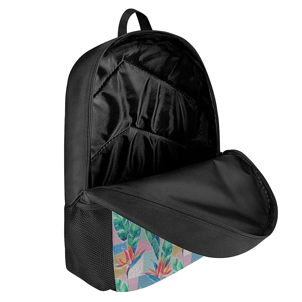 Watercolor Tropical Patchwork Print 17 Inch Backpack